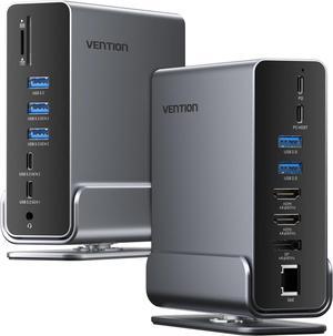 Docking Station Dual Monitor, VENTION 15-in-1 Triple Display USB C Laptop Docking Station for MacBook Pro/Air, Thunderbolt 3/4, Dell, HP with Dual 4K HDMI, DP, 10Gbps USB, RJ45, Audio, SD/TF, 100W PD