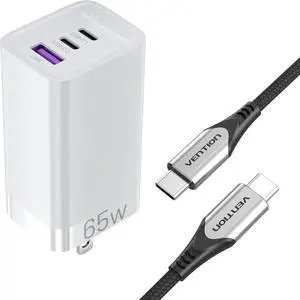 65W GaN USB C Charger Block and USB C to USB C Cable