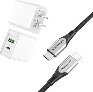 2-Pack USB C Wall Charger Block and USB C to USB C Cable