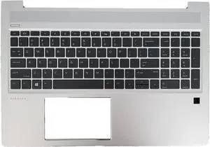 Replacement Laptop Upper Case Palmrest Backlit Keyboard Assembly Part for HP ProBook 450 G6 450 G7 L45090-001 Sliver - OEM