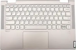Replacement for Lenovo Yoga C740-14 C740-14IML Laptop Upper Case Palmrest Keyboard Touchpad Assembly Part 5CB0U43990 Top Cover Sliver