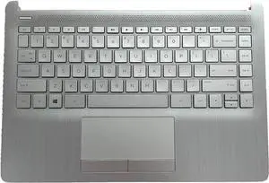 Replacement Laptop Upper Case Palmrest Non-Backlit Keyboard Touch Assembly Part for HP14s-dk 14Z-DK 14s-cf 15-dw1510la 14s-cr L48648-001 6070B1581701 Sliver - OEM