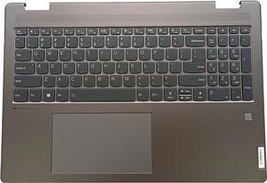 Replacement Laptop Upper Case Palmrest Backlit Keyboard Touchpad Assembly Part with Fingerprint for Lenovo Yoga 7 16IAP7 5CB1J01825 AM2E5000R10 Arctic Grey