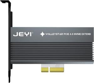 JEYI VolleyStar-PRO Black Heat Sink Heatsink M.2 NVMe SSD NGFF to PCIE X4 Adapter MKey Port Card PCI-E 3.0 x4 Full Speed RGB LED (Grey)