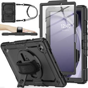 360° Hand Strap Shockproof Case for Galaxy Tab A9 Plus 11 inch, Black