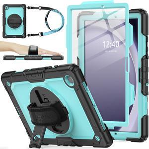 360° Hand Strap Shockproof Case for Galaxy Tab A9 Plus 11 inch, SkyBlue+Black