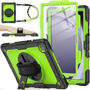 360° Hand Strap Shockproof Case for Galaxy Tab A9 Plus 11 inch, Green+Black