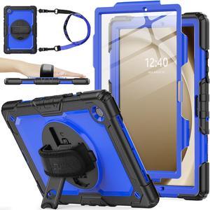 360° Hand Strap Shockproof Case for Galaxy Tab A9 8.7 inch, Blue+Black