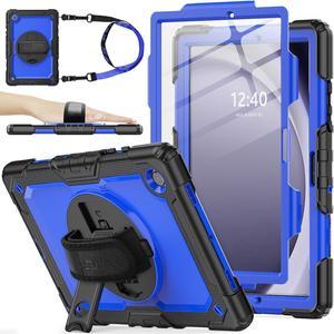 360° Hand Strap Shockproof Case for Galaxy Tab A9 Plus 11 inch, Blue+Black