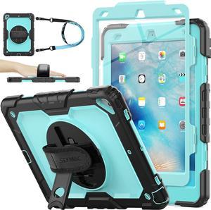 Pad Air 3 2019 / Pro 10.5'' Case, Full-Body Drop Protection Case with Screen Protector Pen Holder [360° Rotate Hand Strap/Stand] for Pad Air 3rd Generation 10.5 inch (Brightblue+Black)