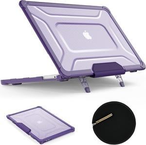 MBook Air 13.6 inch Case (2022)[A2681 M2], Shock-Absorbing Protection Case with Folding Stand &Mouse Pad/Bag for MBook Air 13.6 (Purple)