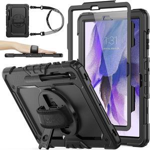 Case for Galaxy Tab S8 Plus/ S7 FE 5G Case 12.4'' with Screen Protector Pencil Holder [360 Rotating Hand Strap] &Stand, Drop-Proof Tablet Case for Galaxy Tab S8 Plus/ S7 FE, Black