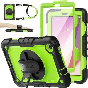 for Tab M8 (4th Gen) 8 inch Case 2023 (TB-300FU/TB-300XU) with Screen Protector, 360° Rotate Stand&Strap, Pen Holder Drop-Proof Protection Case for Tab M8 4th (Green+Black)