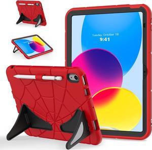 Case for Pad 10th Generation 10.9 Inch 2022, Heavy Duty Shockproof Rugged Hybrid Sturdy with Kickstand for Kids Children Boys for  Pad 10 10.9'' 2022 (Red+Black)