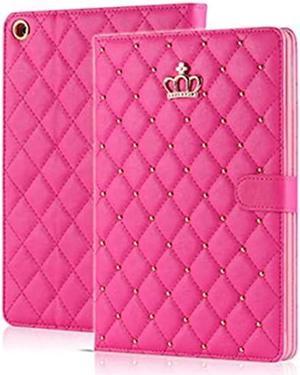 Case for Pad Mini 6 (8.3-Inch,2021), Cute Luxury Bling Diamond Crown Design PU Leather Smart Auto Sleep/Wake Flip Kickstand Full Body Shockproof Case for  Pad Mini 6th Gen(Rose Red)