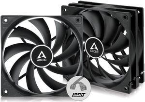 ARCTIC F12 PWM PST (3 Pack) - 120 mm PWM PST Case Fan with PWM Sharing Technology (PST), Very Quiet Motor, Computer, Fan Speed: 230-1350 RPM - Black
