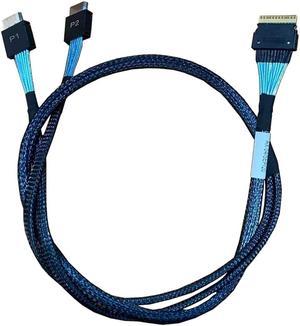 SlimSAS 8X to 2*MiniSAS HD 4X,SFF-8654 74Pin to 2*SFF-8643 36Pin Cable 80cm(Broadcom MPN 05-60003-00)