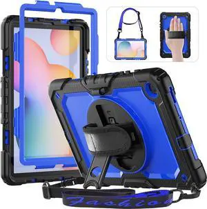 for  Galaxy Tab S6 Lite Case 10.4 Inch 2024/2022/2020, SM-P620/P610/P613/P615 Case with Pen Holder/Hand Strap/Screen Protector, Protective  S6 Lite Tablet Case Kids, Blue