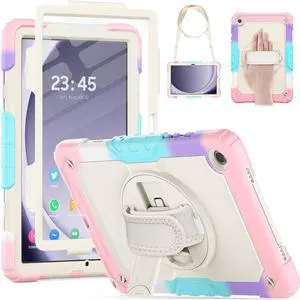 Case for  Galaxy Tab A9+/ A9 Plus Case 11 Inch, Protective with Screen Protector/Hand Strap/Pen Holder, Sturdy Shockproof Galaxy A9 Plus Tablet Case 2023 SM-X210/X216/X218 - Pink