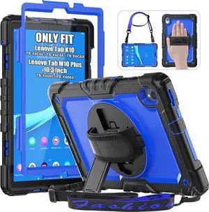 Shockproof Case for  Tab K10 /  Tab M10 Plus 2nd Gen Case 10.3 inch, Protective with 360° Hand Strap/Screen Protector for TB-X606F / TB-X606X / TB-X6C6 - Blue