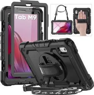 Case for  Tab M9 2024/2023 (TB-310FU) with Screen Protector/Rotating Hand Strap/Sturdy Stand Protective Cover for  M9 Tablet Case 9 inch Black