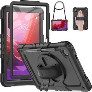for  Tab M11 Case with Screen Protector/Rotating Hand Strap/Stand, 3-Layer Protective  Tab M11 Tablet Case (TB-330FU/TB-330XU) Cover 2024, Black