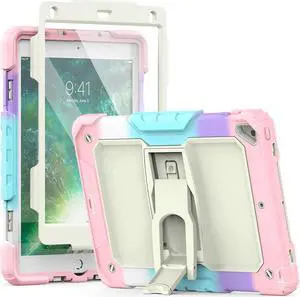 Protective iPad 9.7 Case for Kids, Shockproof with Screen Protector, Foldable Stand, 3-Layer Drop Proof, Pink
