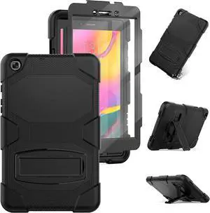 Case for  Galaxy Tab A 8.0 2019 with Screen Protector/Built-in Stand, Full Body Protective Case for Galaxy Tab A SM-T290 / SM-T295 8 inch Case - Black