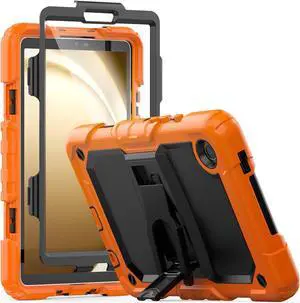 Shockproof Case for  Galaxy Tab A9 Case 8.7 Inch with Screen Protector/Built-in Stand [3-Layer Drop Poof] Protective  A9 Tablet Case 2023 SM-X110/X115/X117 Cover - Orange
