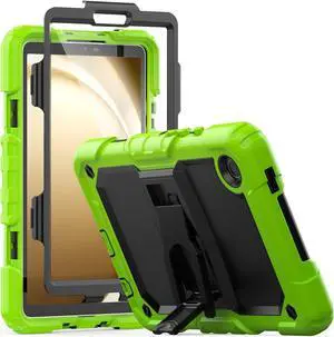Shockproof Case for  Galaxy Tab A9 Case 8.7 Inch with Screen Protector/Built-in Stand [3-Layer Drop Poof] Protective  A9 Tablet Case 2023 SM-X110/X115/X117 Cover - Green