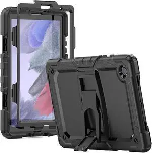 for Shockproof  Galaxy Tab A7 Lite Case 2021 with Screen Protector/Built-in Stand for Galaxy A7 Lite Tablet Case 8.7 Inch Case Cover SM-T220 SM-T225 SM-T227, Black