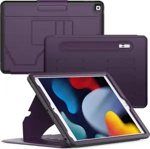 Strong Magnetic Case for iPad 9th 8th 7th Generation 10.2 inch, Protective Cover with Auto Wake/Sleep, Multi-Angle Stand, Pencil Holder, Card Slots for iPad 9th Gen Case (Purple)