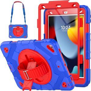 Case for iPad Air 3rd Generation/Pro 10.5 inch / 10.2 inch with Pencil Holder & Adjustable Hand Strap & Screen Protector, Full Body Protective Case for iPad 9th 8th 7th Gen & Air 3 - Blue