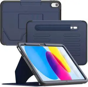 Strong Magnetic Case for iPad 10th Generation 10.9 inch, Protective Cover with Auto Wake/Sleep, Multi-Angle Stand, Pencil Holder, Card Slots for iPad 10th Gen Case (Navy)