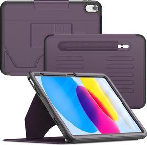 Strong Magnetic Case for iPad 10th Generation 10.9 inch, Protective Cover with Auto Wake/Sleep, Multi-Angle Stand, Pencil Holder, Card Slots for iPad 10th Gen Case (Purple)