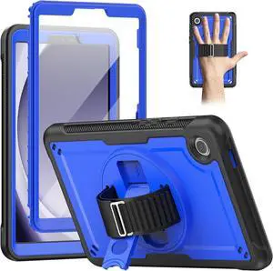 Case for  Galaxy Tab A9 Plus Case 11 Inch, Protective with Screen Protector/Rotating Stand/Hand Strap/Pen Holder, Sturdy Light Galaxy A9 Plus Tablet Case 2023 SM-X210/X216/X218, Blue