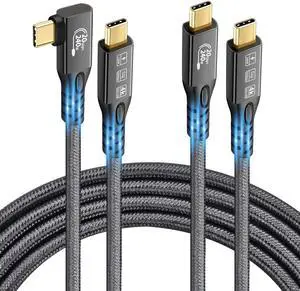 2Pack 20Gbps/240W/USB C 3.2 Gen 2 Cable90 Degree Cable 3FT+ Straight Cable 3FT, 4K@60Hz Video and Audio Output Cord, 48V/5A USB C Male Cable, Suport Thunderbolt 3 for MacBook Pro,Monitor