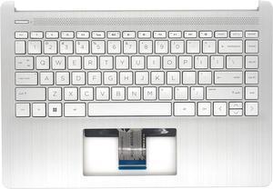 Replacement Upper Case Palmrest for H-P 14-DQ 14-FQ 14T-DQ 14Z-FQ 14s-DR 14S-FQ Series Laptop Backlit Keyboard Assembly Top Cover L88206-001 Natural Silver