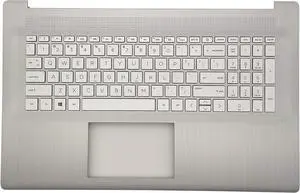 Replacement Upper Case Palmrest for H-P 17-cn0023dx 17-cn0053cl 17-CN 17-CP 17T-CN 17Z-CP 17.3'' Series Laptop Backlit Keyboard Assembly Top Cover M50456-001 Natural Silver