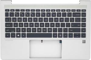 Replacement Upper Case Palmrest for H-P Probook 440 G8 445 G8 445R G8 14'' Series Laptop Top Cover with Backlit Keyboard Assembly M23769-001 Silver