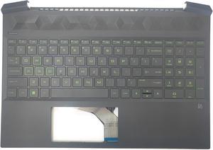 Replacement Upper Case Palmrest for H-P Pavilion Gaming 15-EC 15Z-EC 15.6'' Series Laptop Top Cover Keyboard Assembly US Layout Green Backlit Keyboard L72597-001