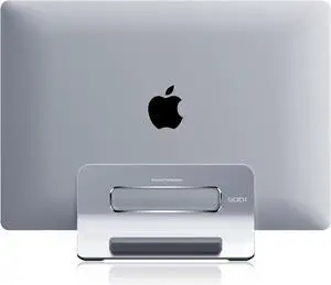 Vertical Laptop Stand for Desk, Gravity Auto Lock Vertical MacBook Stand, Aluminum Laptop Vertical Dock Stand Holder Compatible with MacBook Pro, MacBook Air, Silver