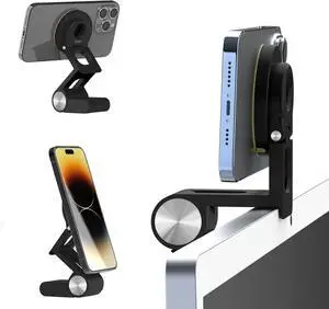 Continuity Camera Mount for Desktop Monitor & iMac Compatible iPhone Webcam Mount with Mag-Safe for Mac and Displays, Mac OS Ventura, Work for Facetime, Desk View, Black