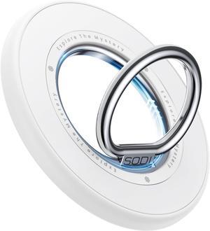 Magnetic Phone Ring Holder Grip - 360° Rotate Magnetic Phone Grip for Hand Kickstand, Magnetic Finger Ring Grip Stand Holder, Compatible with iPhone 16 15 Pro Max, Plus 14 13 12 Series, White