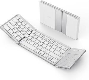 Foldable Keyboard with Sensitive Touchpad, Portable Wireless Keyboard for iMac, Multi Devices, 2 in 1 Pocket-Sized Bi-Folding Portable Key-Board, Travel