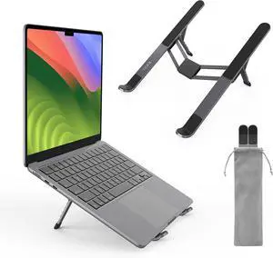 Foldable Laptop Stand for Desk, 6-Levels Height Adjustment Portable Laptop Holder Riser, Ergonomic Aluminum Computer Stand for 10-15.6" Laptop and Tablet,Black