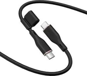USB C Cable,100W Flow USB C Cable, Silicone Type C Charger Fast Charging for iPhone 16 Series, MacBook Pro 2020 and More (USB 2.0, 6FT, Black)
