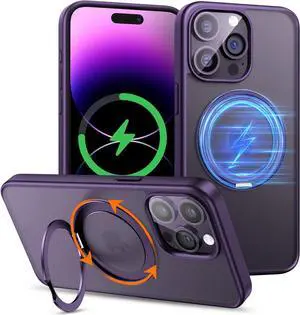 Magnetic Ring Stand for iPhone 13 Pro Case, 360°Rotatable Phone Case for iPhone 13 Pro Compatible with Mag-Safe Ring Holder, Military Grade Shockproof and Drop Protection Phone Case 6.1", Black