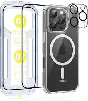 Magnetic Phone Case Designed for iPhone 16 Pro, Compatible with Mag-Safe [Screen & Camera Lens Protector][Not-Yellowing][Military-Grade Protection] case for iPhone 16 pro 6.3", Clear