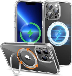 Magnetic Ring Stand for iPhone 13 Pro Max Case, 360°Rotatable Phone Case for iPhone 13 Pro Max Compatible with Mag-Safe Ring, Military Grade Shockproof and Drop Protection Phone Case 6.7", Clear